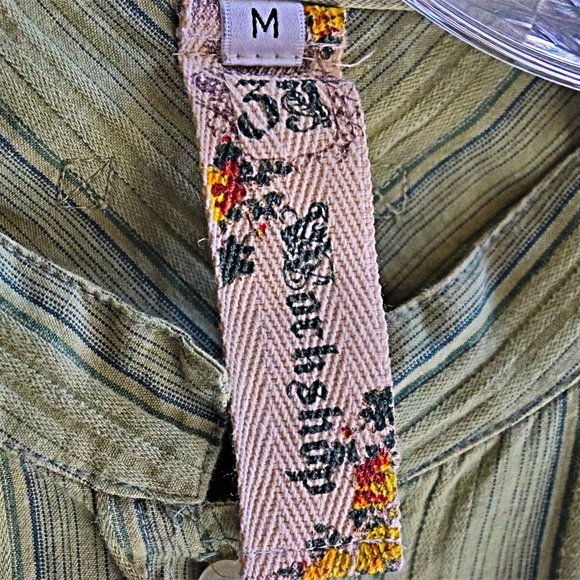 Johnny Was Olive Button Down with Floral Accents - Picture 3 of 13